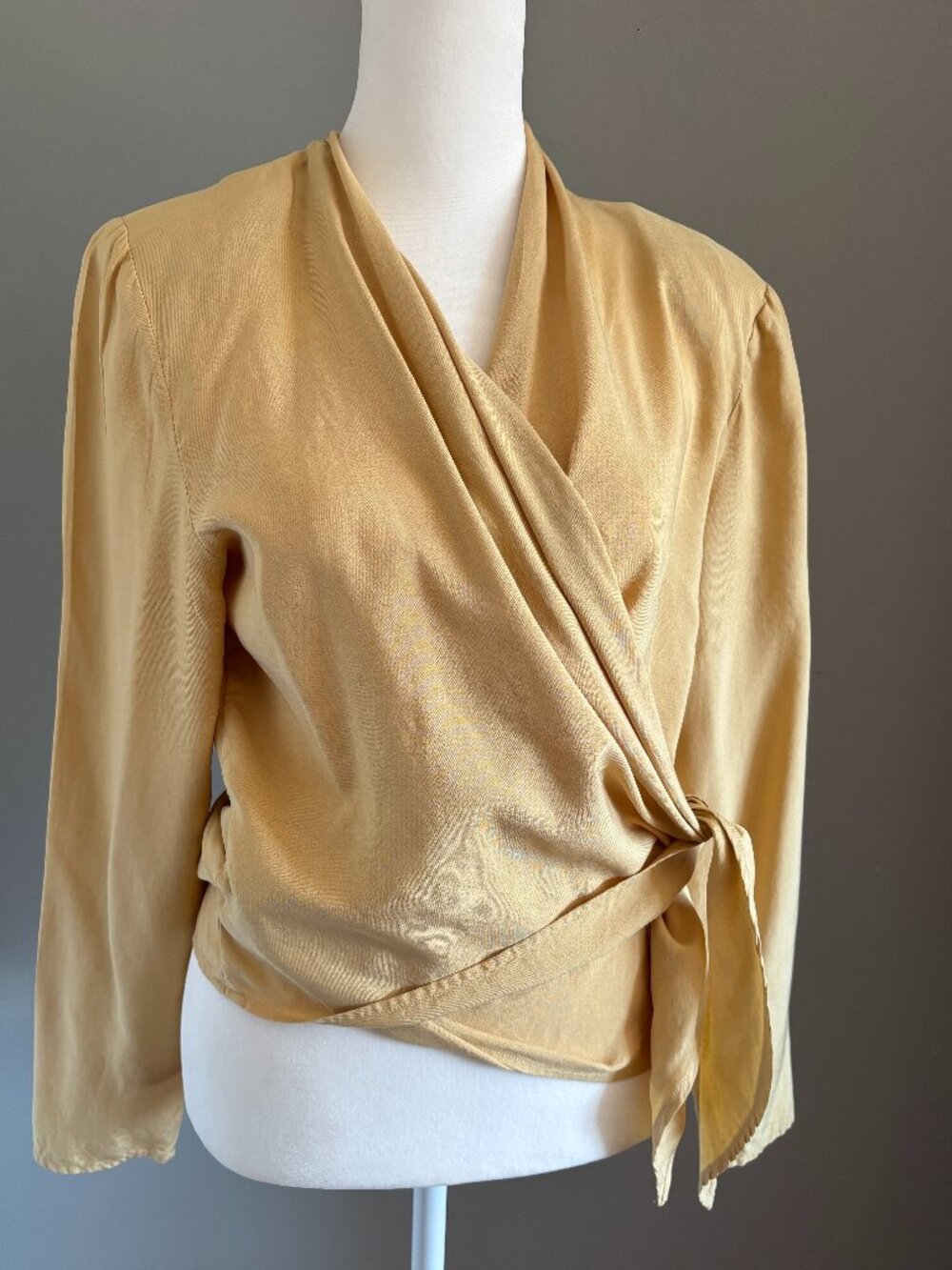 Vintage Golden Silk Surplice Blouse
